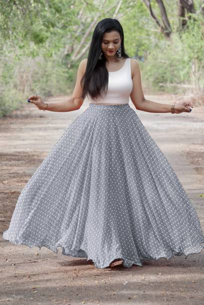 Polka Print Stitched Lehenga & Crop Top