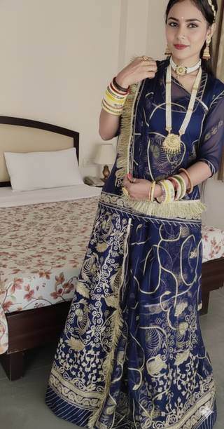 Shreemanji trading Embroidered Semi Stitched Rajputi Poshak