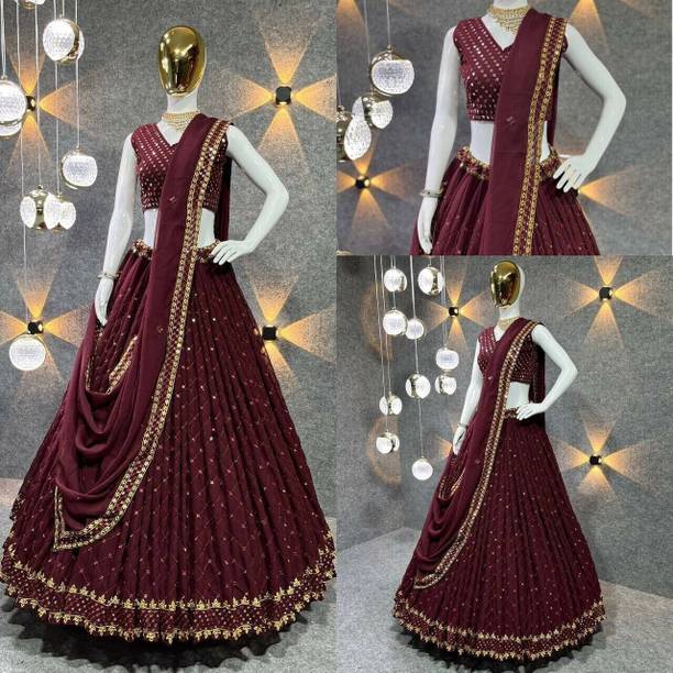 credebs Embroidered Semi Stitched Lehenga Choli - Image 3