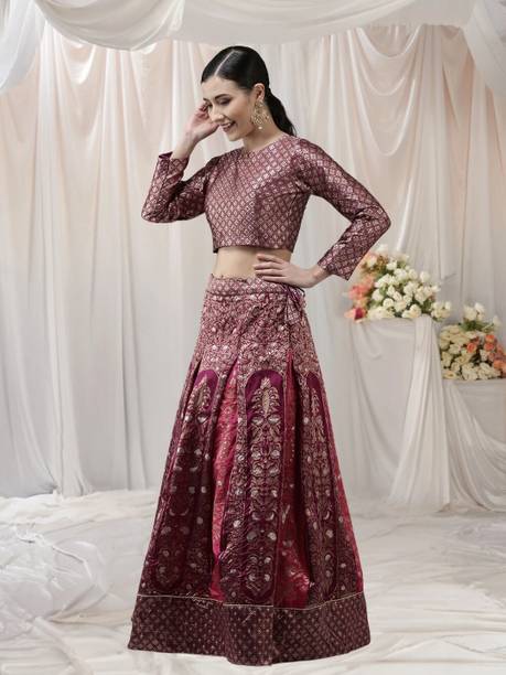Magmina Floral Print, Embellished, Self Design, Geometric Print Semi Stitched Lehenga Choli - Buy Magmina Floral Print, Embellished, Self Design,... - Image 4