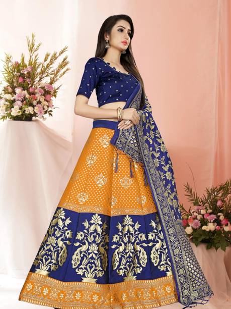 Magmina Floral Print, Embellished, Self Design, Geometric Print Semi Stitched Lehenga Choli - Buy Magmina Floral Print, Embellished, Self Design,... - Image 3