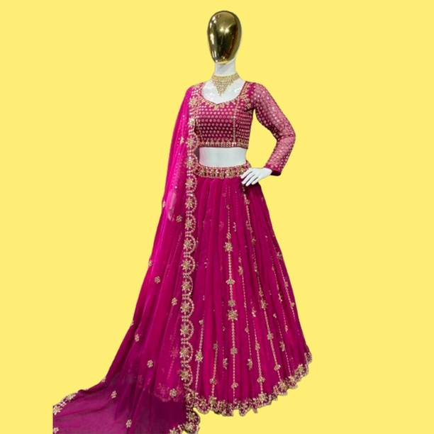 Semi-Stitched Satin Lehenga