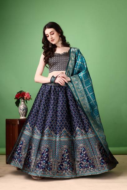 SWAMI STUDIO Self Design Semi Stitched Lehenga Choli - Buy SWAMI STUDIO Self Design Semi Stitched Lehenga Choli Online at Best Prices in India |... - Image 3