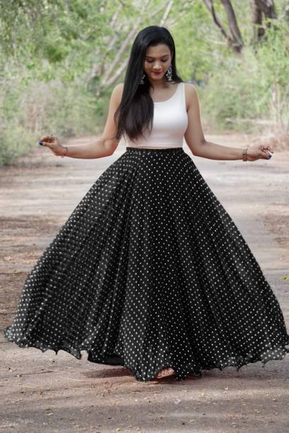 Polka Print Stitched Lehenga & Crop Top