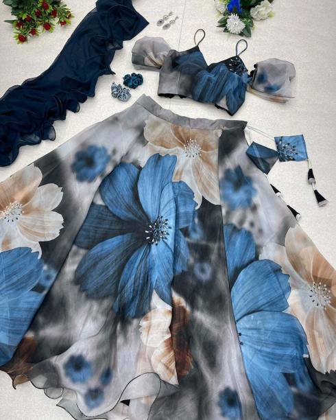 DHAANUFASHION Printed Semi Stitched Lehenga Choli - Buy DHAANUFASHION Printed Semi Stitched Lehenga Choli Online at Best Prices in India |... - Image 6
