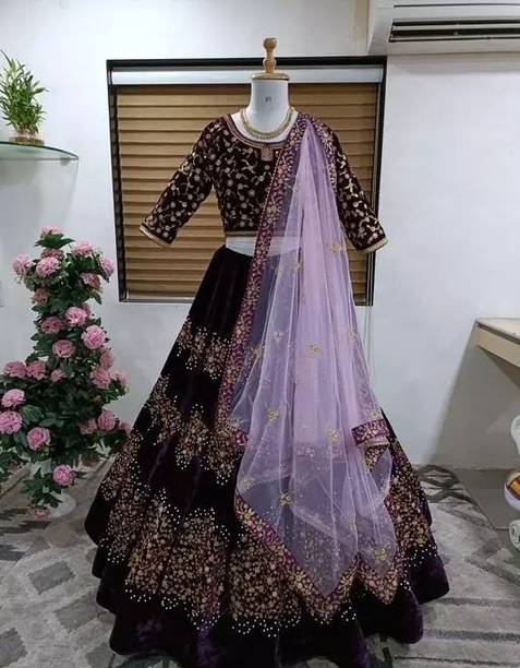 PD CLOTH VILLA Embroidered Semi Stitched Lehenga Choli - Image 3