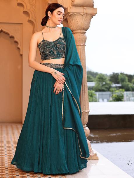 PURVAJA Embroidered Semi Stitched Lehenga Choli - Buy PURVAJA Embroidered Semi Stitched Lehenga Choli Online at Best Prices in India | galgota.in - Image 5