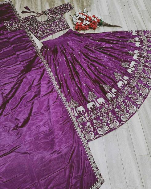 DHARMISHTHA Embroidered Semi Stitched Lehenga Choli - Buy DHARMISHTHA Embroidered Semi Stitched Lehenga Choli Online at Best Prices in India |... - Image 2