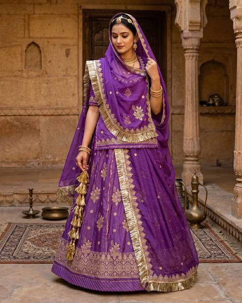 MANTUSHTI Embroidered Semi Stitched Rajputi Poshak