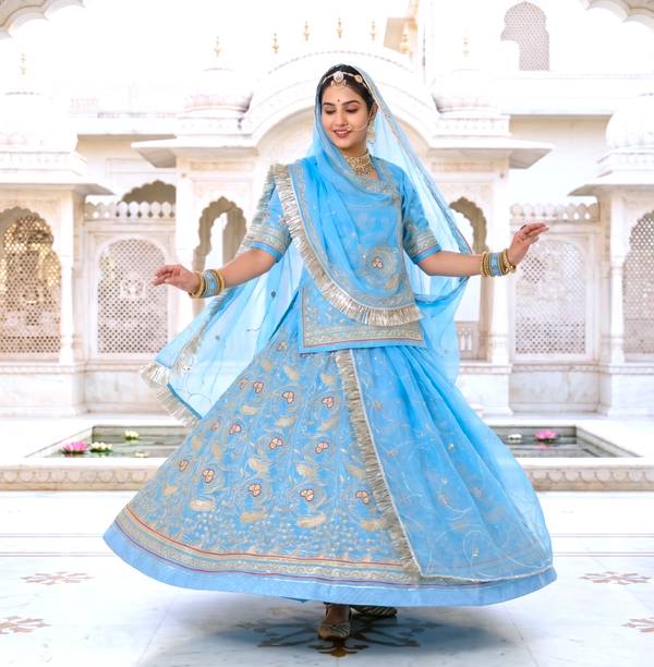 WOMENGIRLFASHION Embroidered Semi Stitched Rajputi Poshak