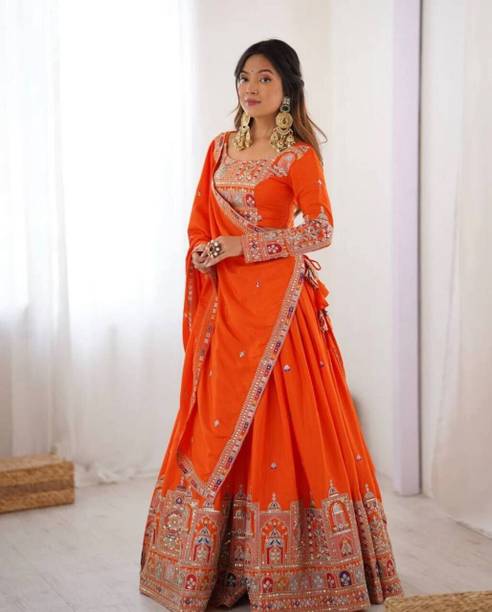 Printed Satin Lehenga