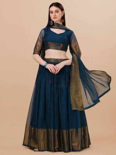 Solid, Embellished, Self Design, Striped, Colorblock Semi Stitched Lehenga Choli Price in India