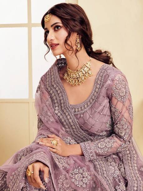 ROKKLIKE Embroidered, Embellished Semi Stitched Lehenga Choli - Buy ROKKLIKE Embroidered, Embellished Semi Stitched Lehenga Choli Online at Best... - Image 4