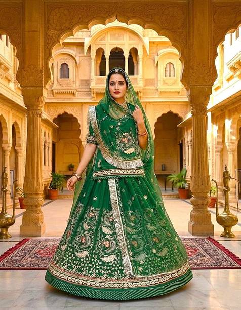 Shree Maashakti Trading Embroidered Semi Stitched Rajputi Poshak