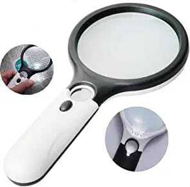 Myqualitysure 3 LED Light 3X & 45x Handheld Magnifier, Reading Glass  3X battery Standard Zoom  Lens