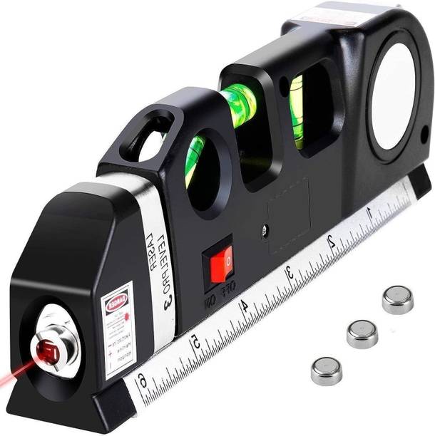 AQUABUCKET Laser level Laser Line leveler Beam Tool with Metric Rulers Multipurpose Level Laser Horizon Vertical Measure Tape Aligner Bubbles Ruler Non-magnetic Line Level