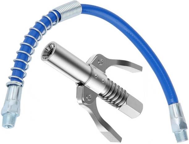 Toolora RGOH09 - 10000 PSI Grease Gun Coupler Quick Lock Release with 12 inch Hose Pipe Manual Pump