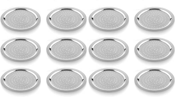 MS WORLD Steel Hole Lid | Lid Covers for Utensils | Milk Cover Plate| Jali Plate 5.7 inch Lid, Pack of 12