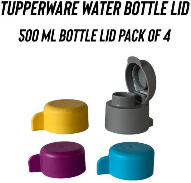 TUPPERWARE 500ml Water Bottle Airtight Lid(Pack of 4, 1 Flip top Pieces+ 3 Normal Pieces) 2 inch Lid Set