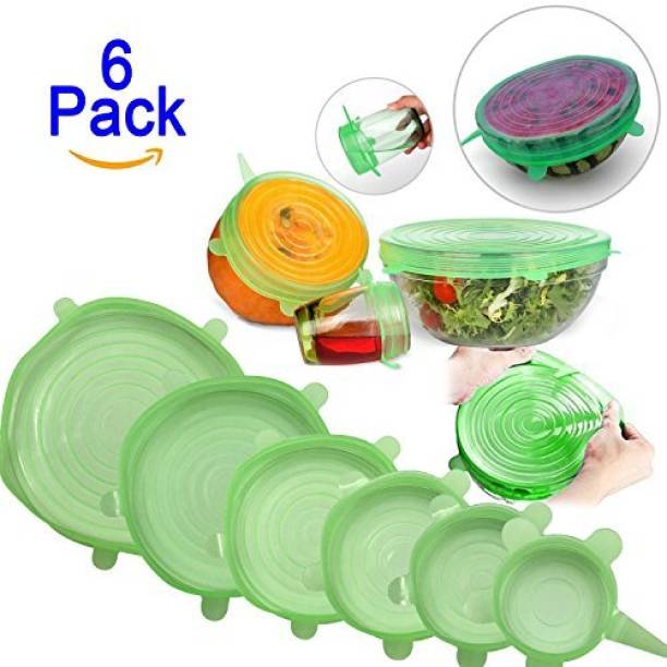 Virtushop Green Silicone Lid pack of 6 pieces 7.87 inch, 7.08 inch, 6.29 inch, 4.72 inch, 3.93 inch, 2.55 inch Lid Set