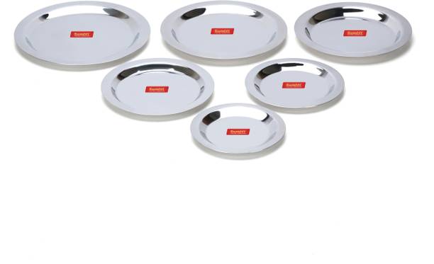 Sumeet Stainless Steel Heavy Gauge Ciba/Lids/Tope/Cheeba Cover 4.84 inch, 5.43 inch, 6.1 inch, 6.57 inch, 7.28 inch, 7.87 inch Lid Set, Pack of 6