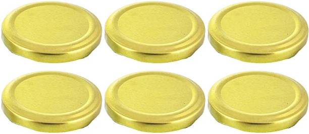 Machak Glass Jar Lids Only 63mm For 63 mm Mouth Jars (Gold, Set of 6) 2.8 inch Lid, Pack of 6