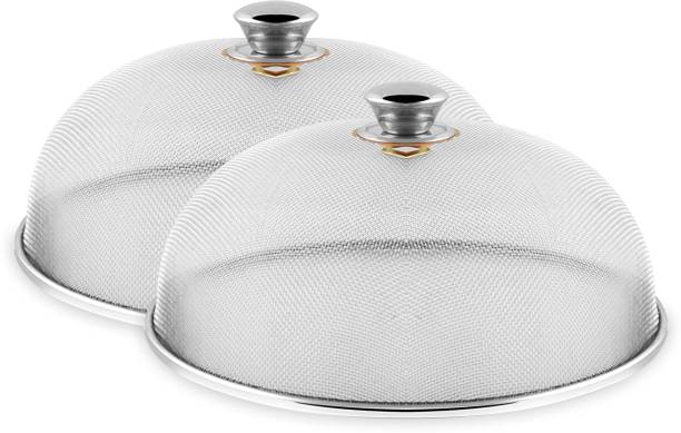 PRABHA Stainless Steel 2 PC Silver Net Dish Cover Multipurpose Mesh Dome Food Cover 9 inch, 10 inch Lid