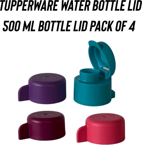 TUPPERWARE 500 ml water bottle lid 3 peece normal lid 1 peece flip top pack of 4 2 inch Lid Set