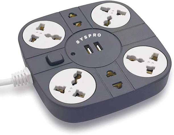 Syspro Multi-plug Extension Board with USB Port ( 10A 220V-50/60Hz ) for Home & Office Plastic Light Socket