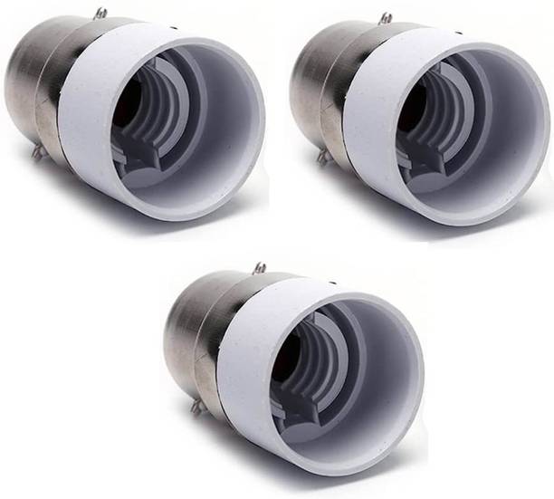 Hybrix B22 Male To E14 Female Lamp Holder Socket Converter, PBT Plastic Body-PACK OF 3 Plastic, Nickel Light Socket