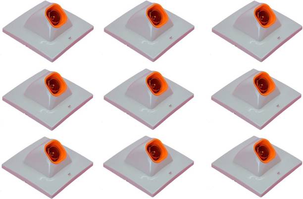 Prop It Up DECORATIVE SQUARE ANGLE FANCY BULB BUTTON HOLDER WALL White\Orange Plastic Plastic, Brass Light Socket