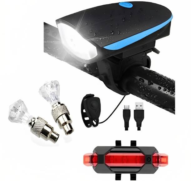 BLACKBELL USB Rechargeable Bicycle LED Front Light Back Tail Light And Tyre Valve Light LED Front Rear Light Combo
