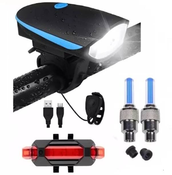 HAPPYRIDER Bicycle Combo Of Front Cycle Light Rear Tail Light And Tyre Valve Light LED Front Rear Light Combo