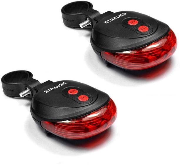 Strauss Flash Tail Bicycle Light With Laser | Cycle Light | Cycle Back Light (Pack of 2) LED Rear Break Light