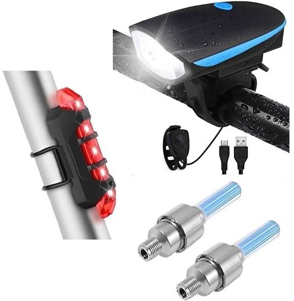 Shopeleven LED Front Light with LED Tail Light and Valve Lights with Motion Sensor LED Front Rear Light Combo
