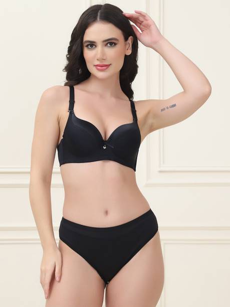 PrettyCat Solid Black Lingerie Set