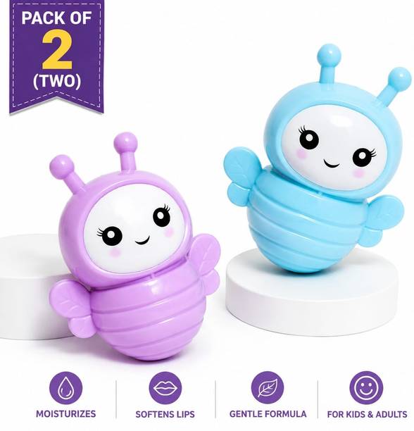 Gaurna Kids & Adults Lip Balm Pack of 2 Cute Bee Moisturizing Lip Care Natural