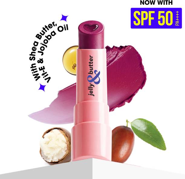 BLUE HEAVEN Jelly & Butter Lip Balm with SPF 50, Plum Kiss Shea Butter, vitamin E, Jojoba oil