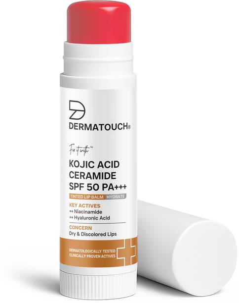 Dermatouch Kojic Acid Ceramide SPF 50 PA+++ Light Rosy Lip Balm for Pigmented & Dry Lips Shea butter