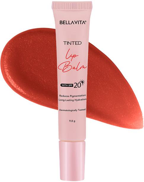 BELLAVITA Tinted Lip Balm | SPF 20, 12 Hours Hydration, Non-Sticky Strawberry