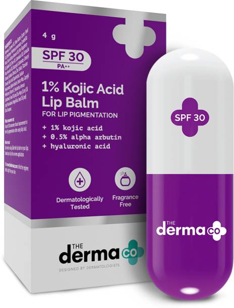 The Derma Co 1% Kojic Acid Lip Balm With Alpha Arbutin & Hyaluronic -Treats Pigmentation [Natural]