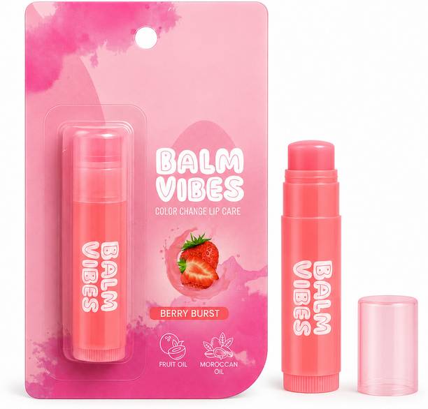 astraders Berry Burst Color Changing Lip Balm Strawberry Flavor With Fruit Lip Care Strawberry