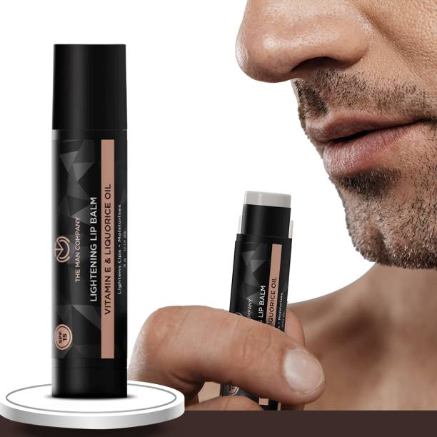 THE MAN COMPANY Lightening Lip Balm | Vitamin E, Liquorice & Coconut Oil | Provides Lip Care to Dry, Chapped & Dark Lips | Moisturizes, Nourishes, Softens Lips - 4gm Liquorice Oil