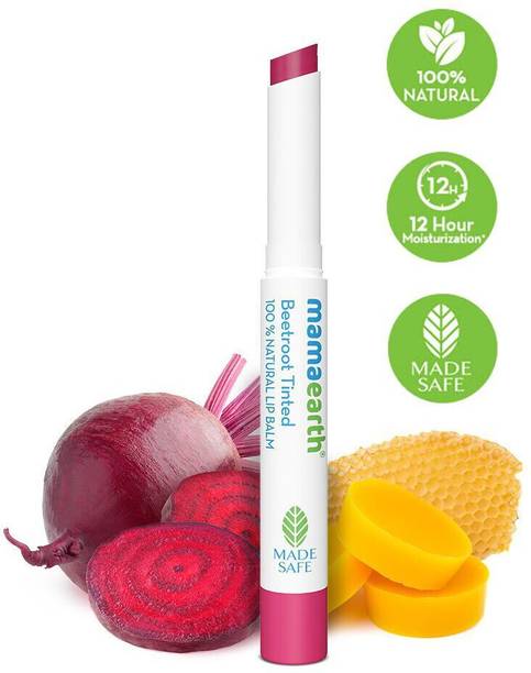 Mamaearth Beetroot Tinted 100% Natural Lip Balm with Beetroot & Beeswax|Natural Pink Tint Beetroot