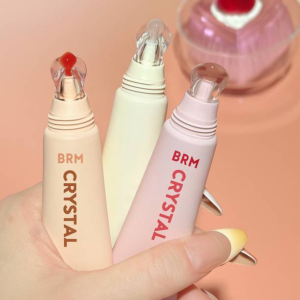 बीआरएम ट्रेडर्स Crystal Tint Lip Balm 4 Colors Fruit Glossy Soft Pigment Long Lasting Lip Balm