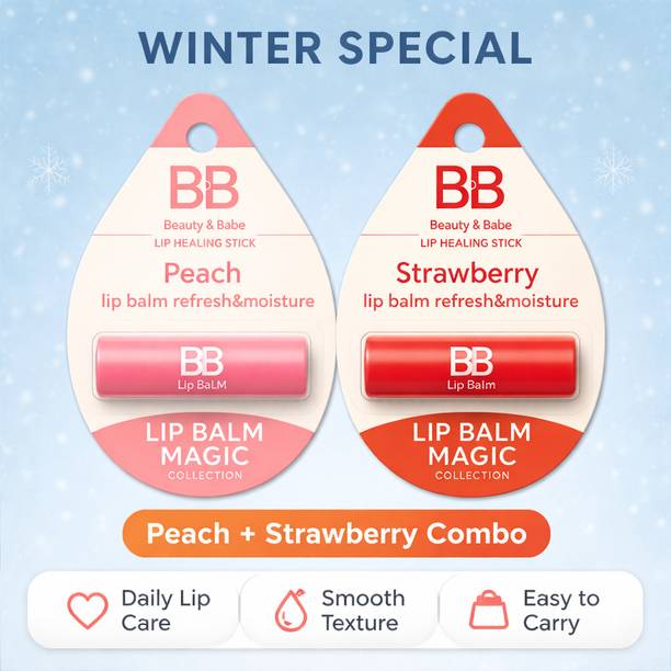 Elan beaute BB Magic Lip Balm Combo | Peach & Strawberry Flavour | Lip Care |