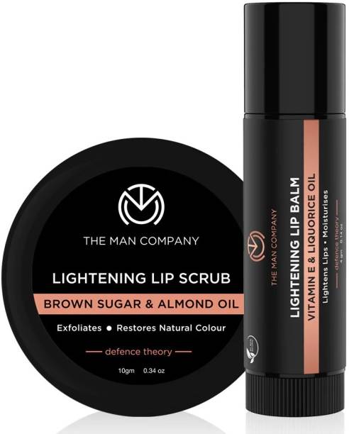 THE MAN COMPANY Lip Care Combo Lip Scrub (10gm) & Lip Balm (4gm) for Dry / Chapped Lips | Nourishes | Lightens | Moisturizes | Dark / Damaged Lips | Soft | Supple Natural