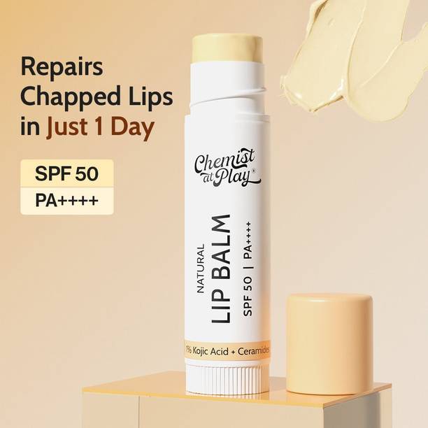 Chemist at Play Natural Lip Balm | Repairs Chapped Lips | Brightens Dark Lips | SPF 50 PA++++ Natural