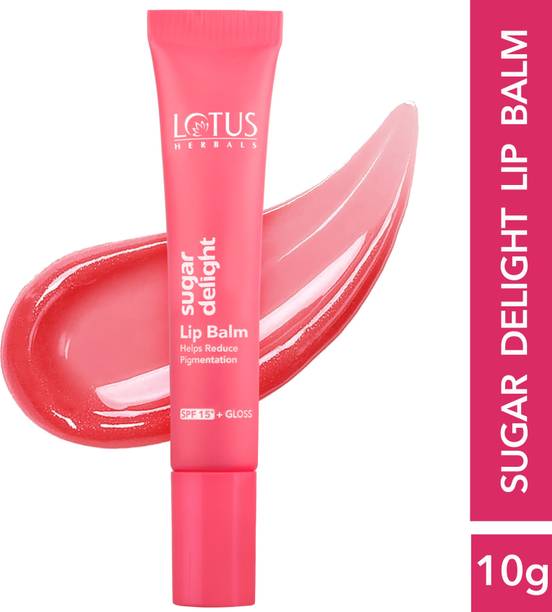LOTUS HERBALS Sugar Delight Lip Balm with SPF 15 for Dry and Chapped Lips, Pink Tint Fruity
