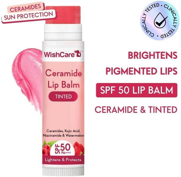 विशकेयर SPF50 PA+++ के साथ टिंटेड सेरामाइड लिप बाम - कोजिक एसिड और नियासिनमाइड रास्पबेरी